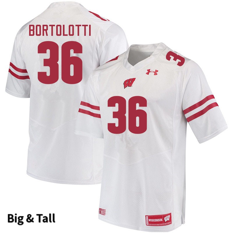 Wisconsin Badgers Men's #36 Grover Bortolotti NCAA Under Armour Authentic White Big & Tall College Stitched Football Jersey MP40T08DR